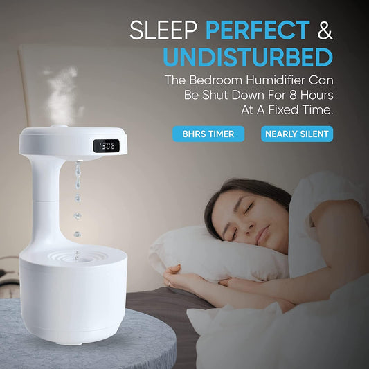 Humidifier For Room Moisture Aroma Diffuser For Home Fragrance Effective Cold & Cough Relief Cool Air Purifier With Clock,Anti-Gravity,Led 24-Hrs Time Display-Portable (White)