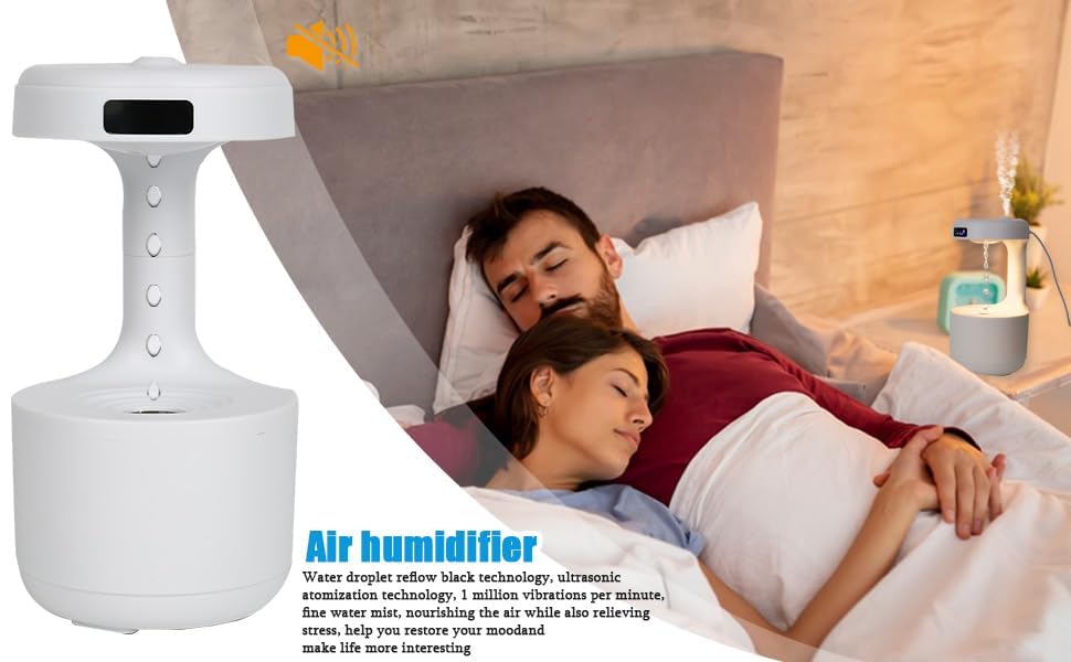 Humidifier For Room Moisture Aroma Diffuser For Home Fragrance Effective Cold & Cough Relief Cool Air Purifier With Clock,Anti-Gravity,Led 24-Hrs Time Display-Portable (White)