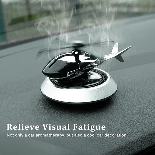 Solar Powered Car Perfume Diffuser/Dispenser | Helicopter Design, Auto Rotation Fan | for Car Dashboard with Perfume Liquid & Organic Fragrance
