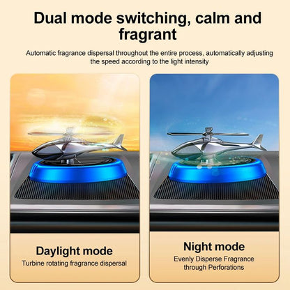Solar Powered Car Perfume Diffuser/Dispenser | Helicopter Design, Auto Rotation Fan | for Car Dashboard with Perfume Liquid & Organic Fragrance