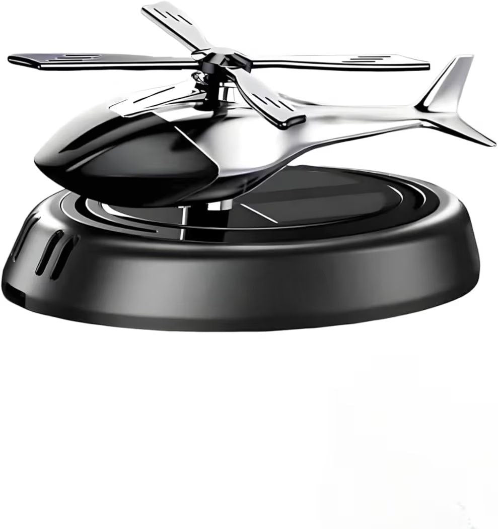 Solar Powered Car Perfume Diffuser/Dispenser | Helicopter Design, Auto Rotation Fan | for Car Dashboard with Perfume Liquid & Organic Fragrance