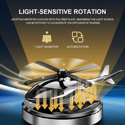 Solar Powered Car Perfume Diffuser/Dispenser | Helicopter Design, Auto Rotation Fan | for Car Dashboard with Perfume Liquid & Organic Fragrance